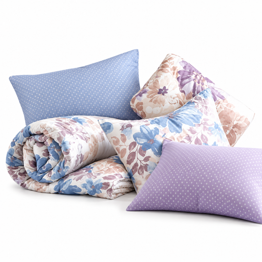 Floral Comforter Set Queen Blue with Sheets | Velvettrenchvibes