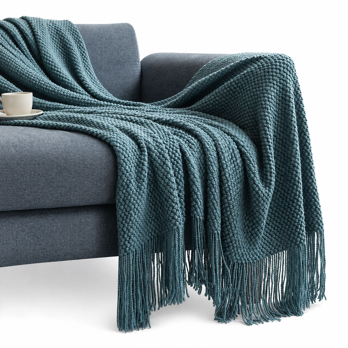 Solid Chenille Throw Blanket with Fringe | Velvettrenchvibes