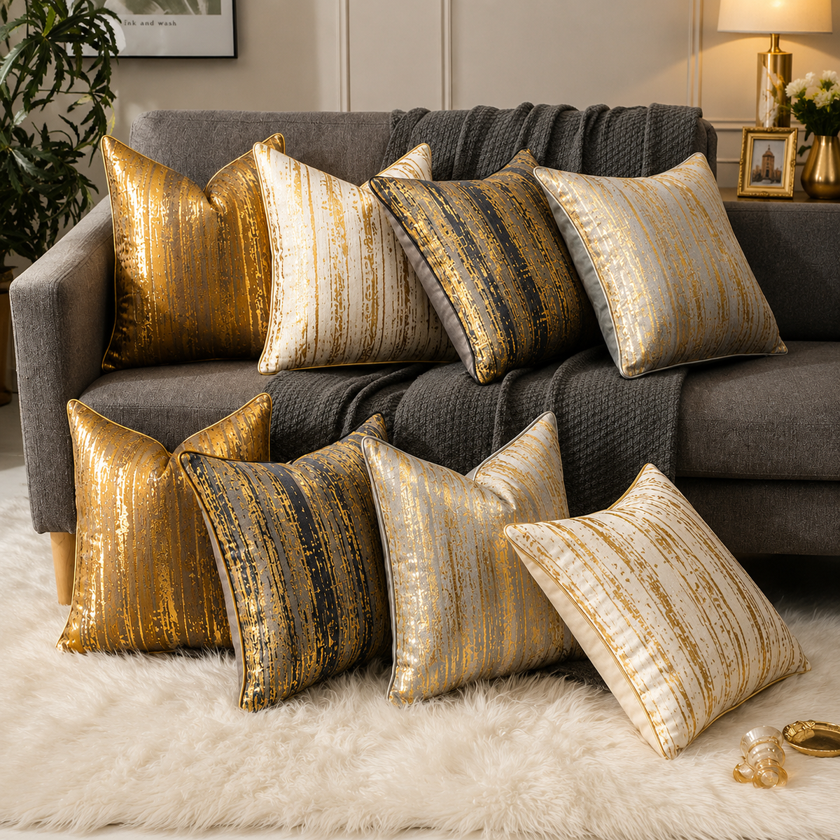 Striped Throw Pillow with Embroidered Detail | Velvettrenchvibes
