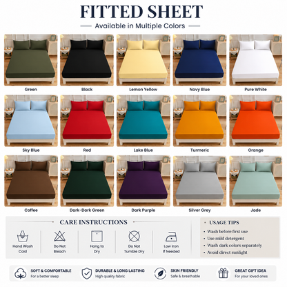 Plain Polyester Fitted Sheet or Pillowcase | Velvettrenchvibes