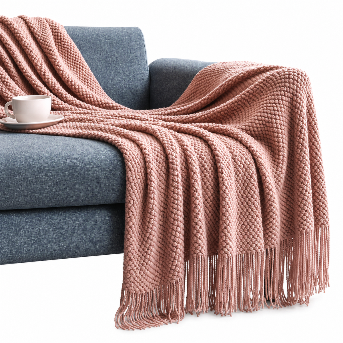 Solid Chenille Throw Blanket with Fringe | Velvettrenchvibes
