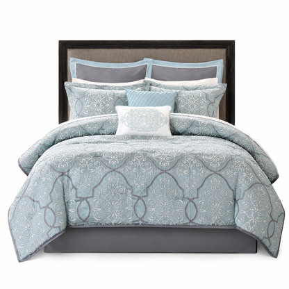 King Comforter Set with Sheets 12 Piece Blue | Velvettrenchvibes