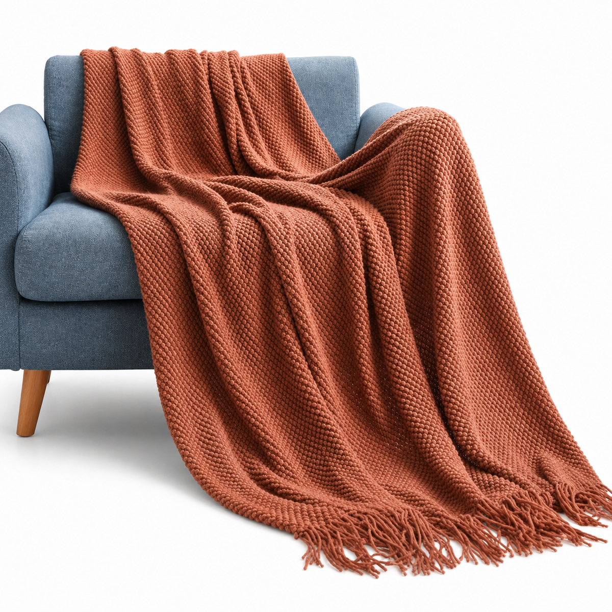 Solid Chenille Throw Blanket with Fringe | Velvettrenchvibes