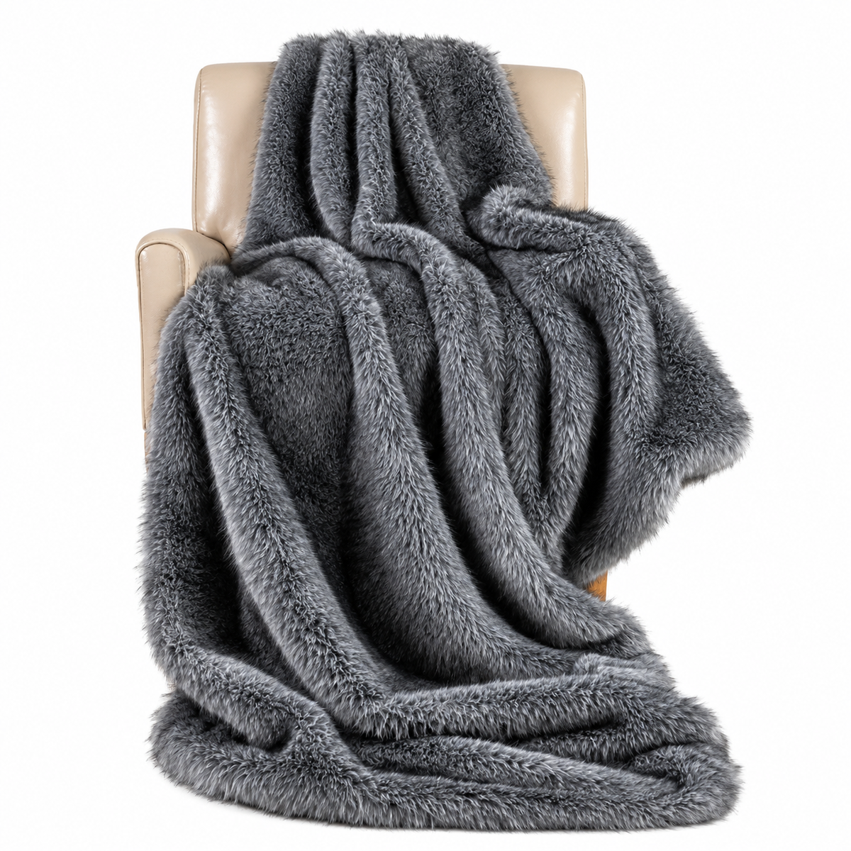 Faux Fur Throw Blanket 60 x 80 Gray 740GSM | Velvettrenchvibes