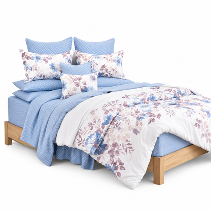 Floral Comforter Set Queen Blue with Sheets | Velvettrenchvibes