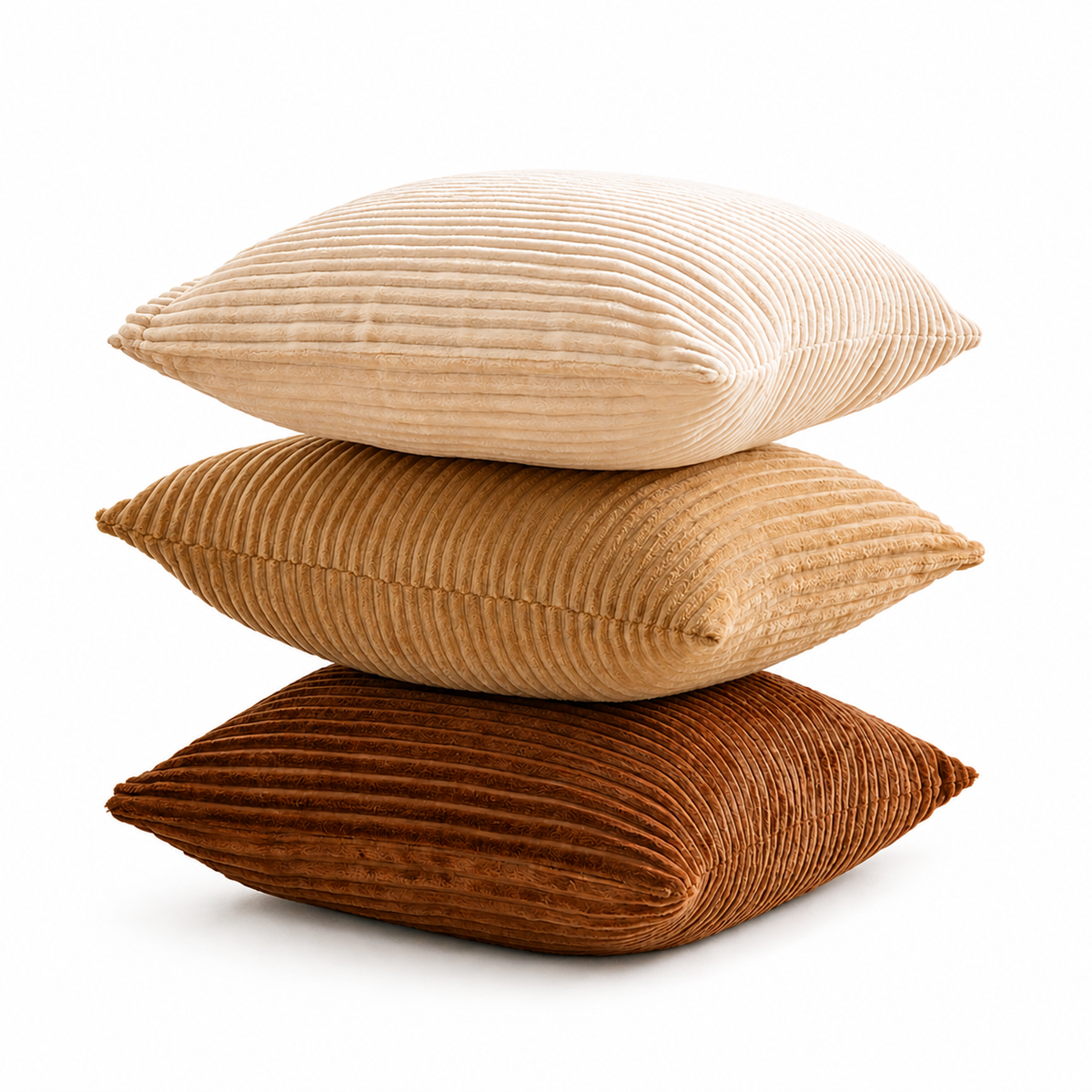 Striped throw pillowcase displayed on a sofa